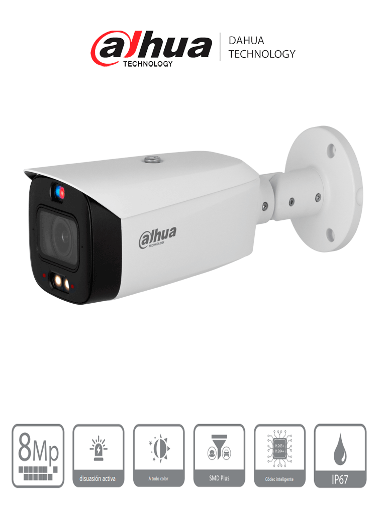 Kit Cctv 4 Camaras de seguridad video vigilancia Bullet Dahua 4k 8mpx Dvr 4  Canales 1tb disco duro